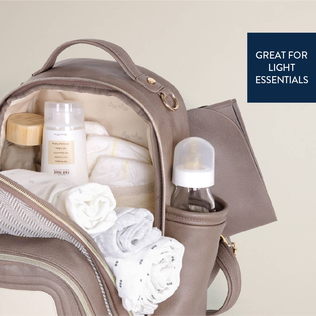Itzy Ritzy Vanilla Latte Itzy Mini Plus Diaper Bag Backpack