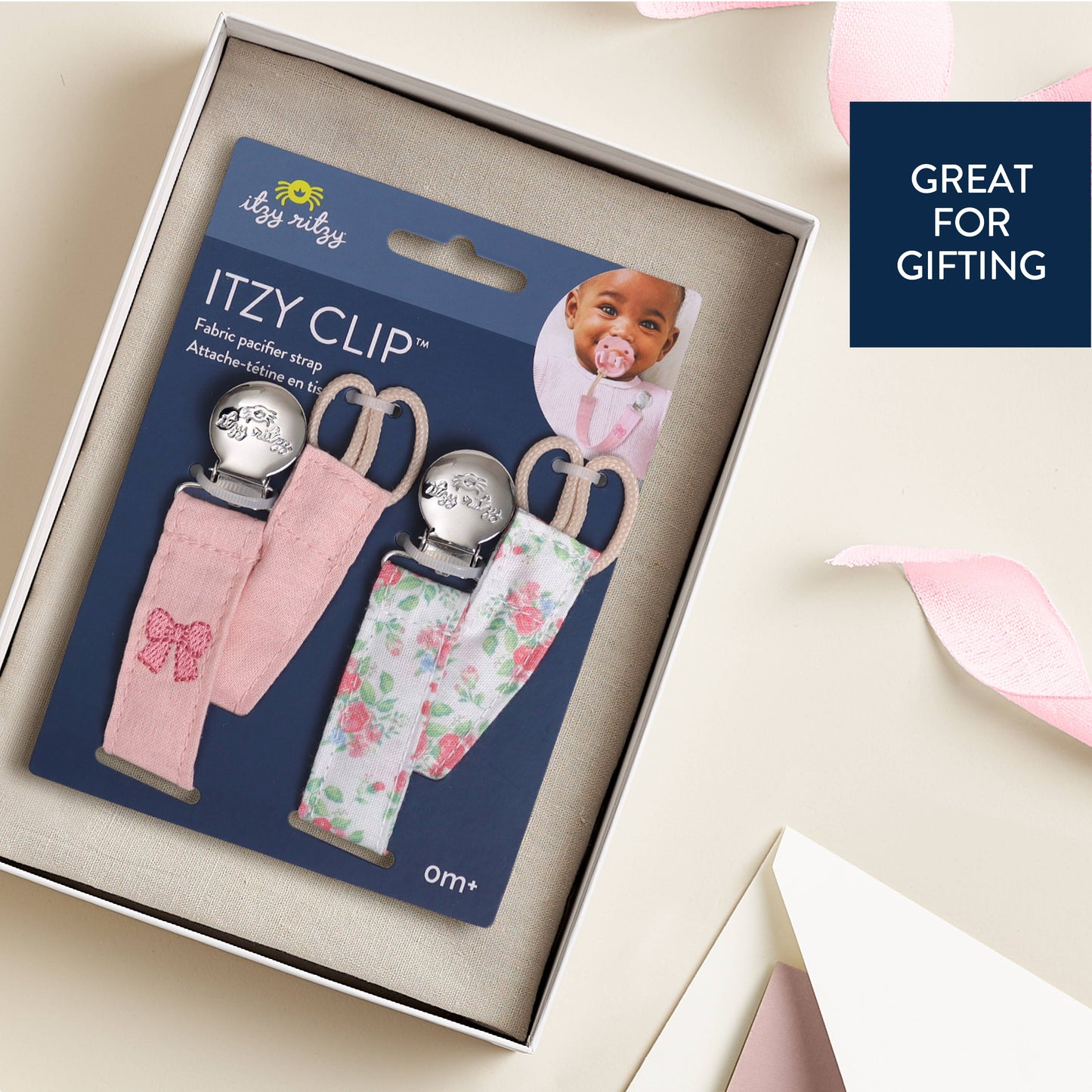 Itzy Ritzy Itzy Clip Fabric Pacifier Strap-Bow