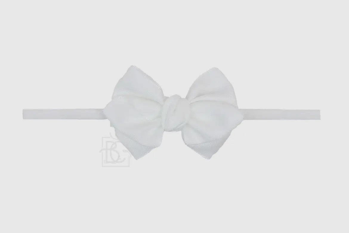 Beyond Creations 1/4" Pantyhose Headband w/ Mini Euro Bow-White