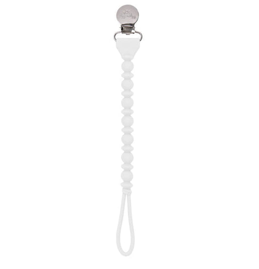 Itzy Ritzy Sweetie Strap Beaded Pacifier Clip-White