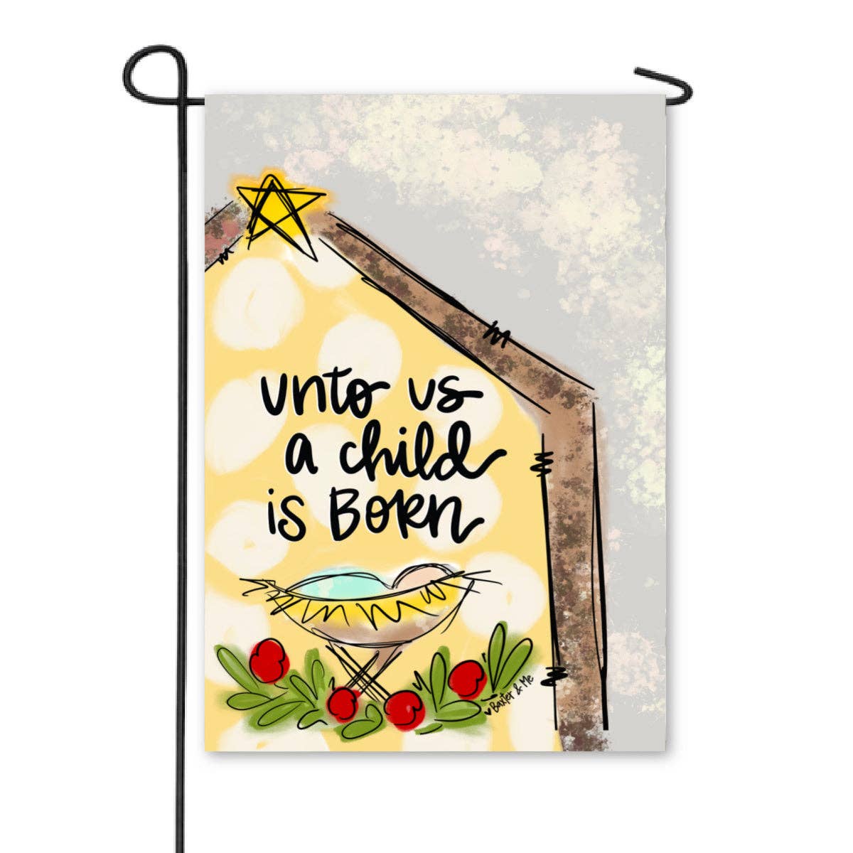 Baxter & Me Unto Us A Child Is Born Garden Flag