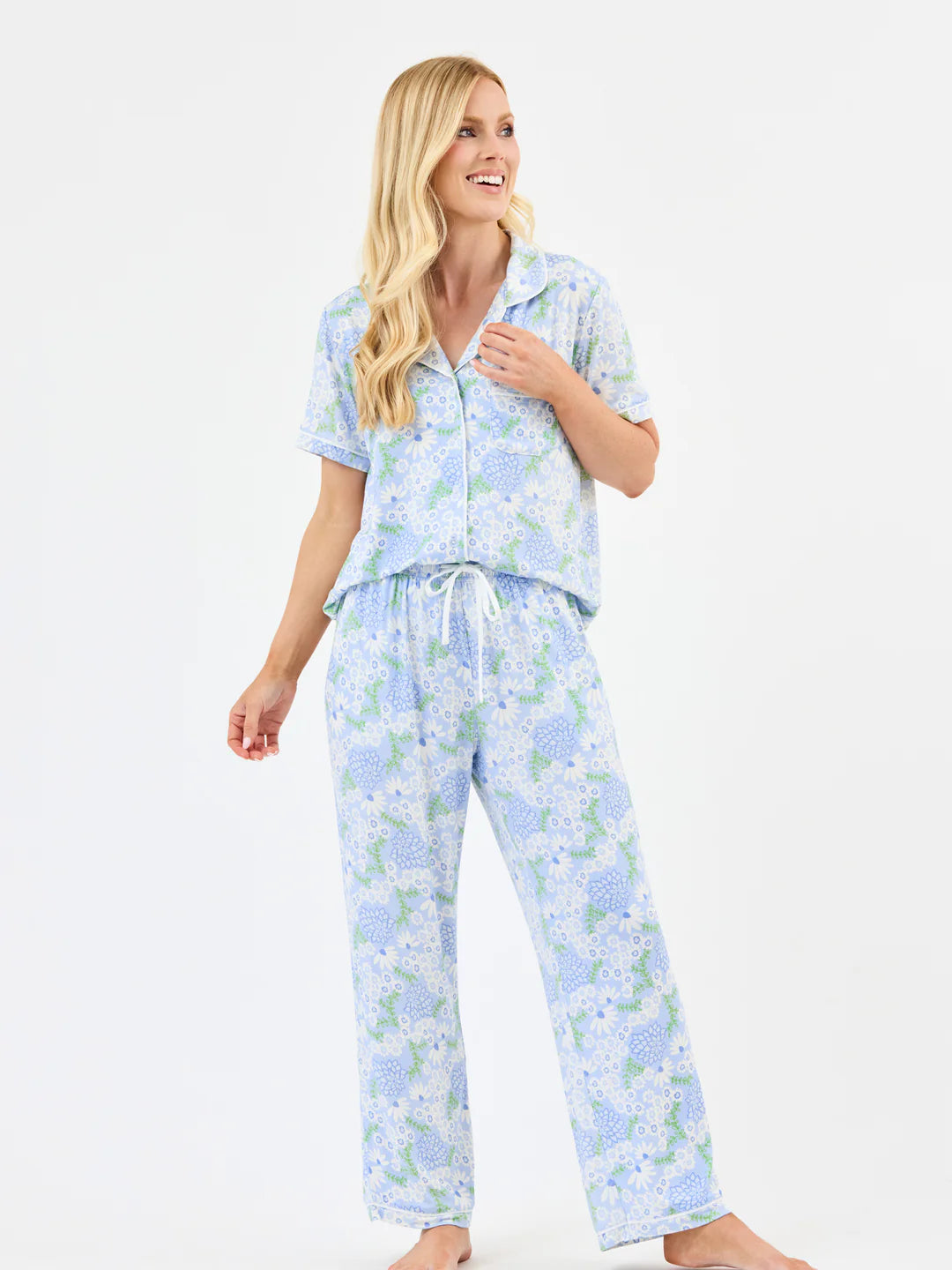 Mary Square Women's Charlotte Pants Set-Daisy Chain Blue