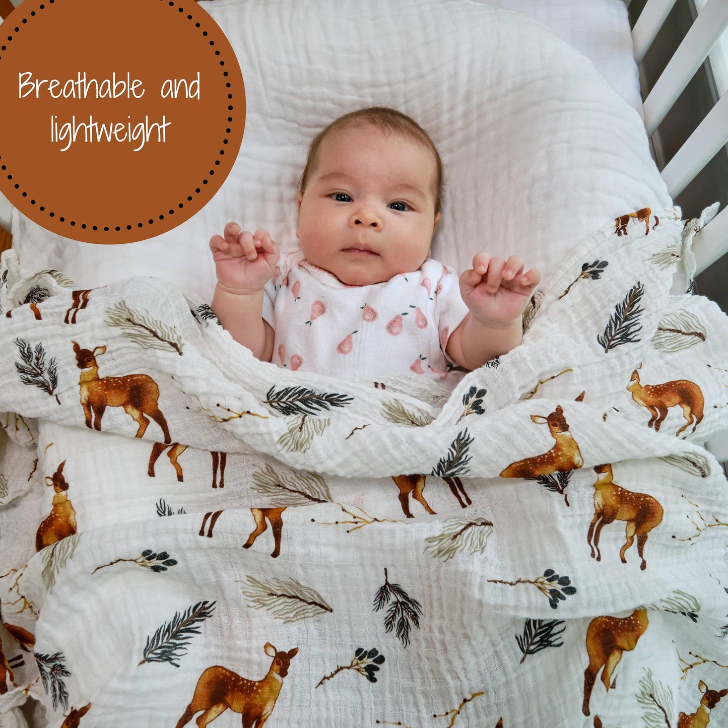 LollyBanks Baby Muslin Swaddle Blanket-Oh Deer