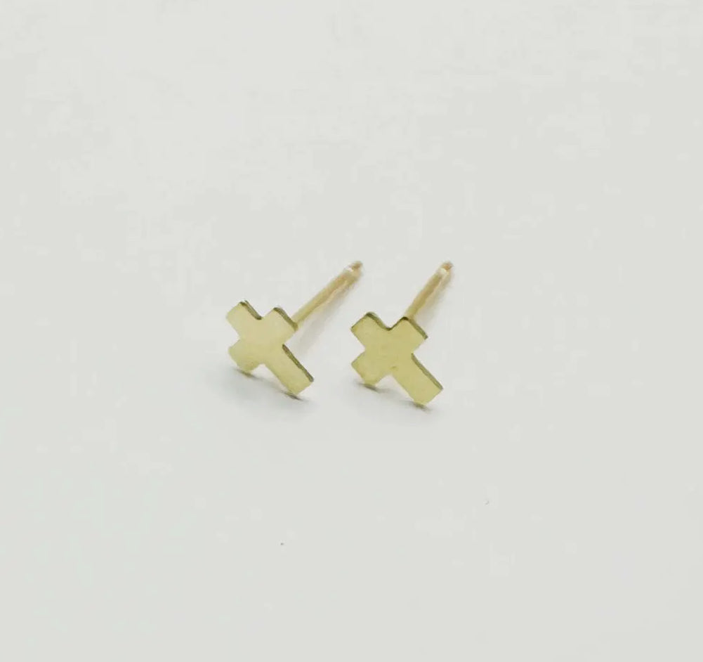 Erin Gray Classic Cross Studs-14k Gold-Filled