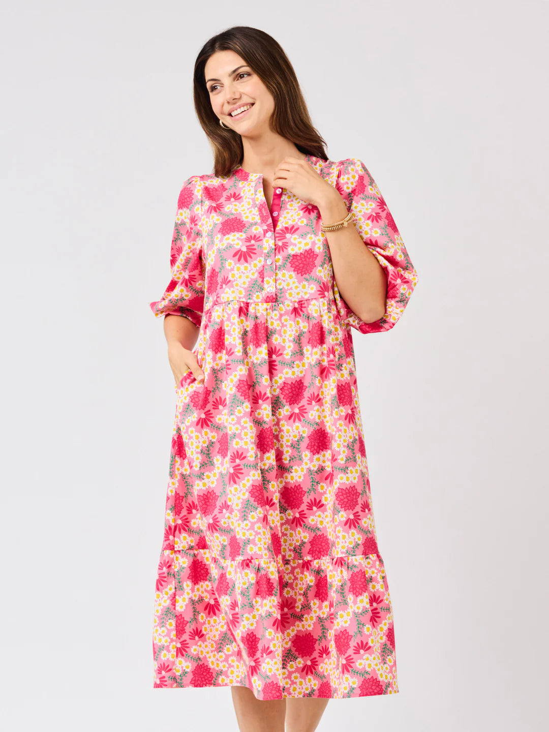 Mary Square Riley Dress-Daisy Chain Pink