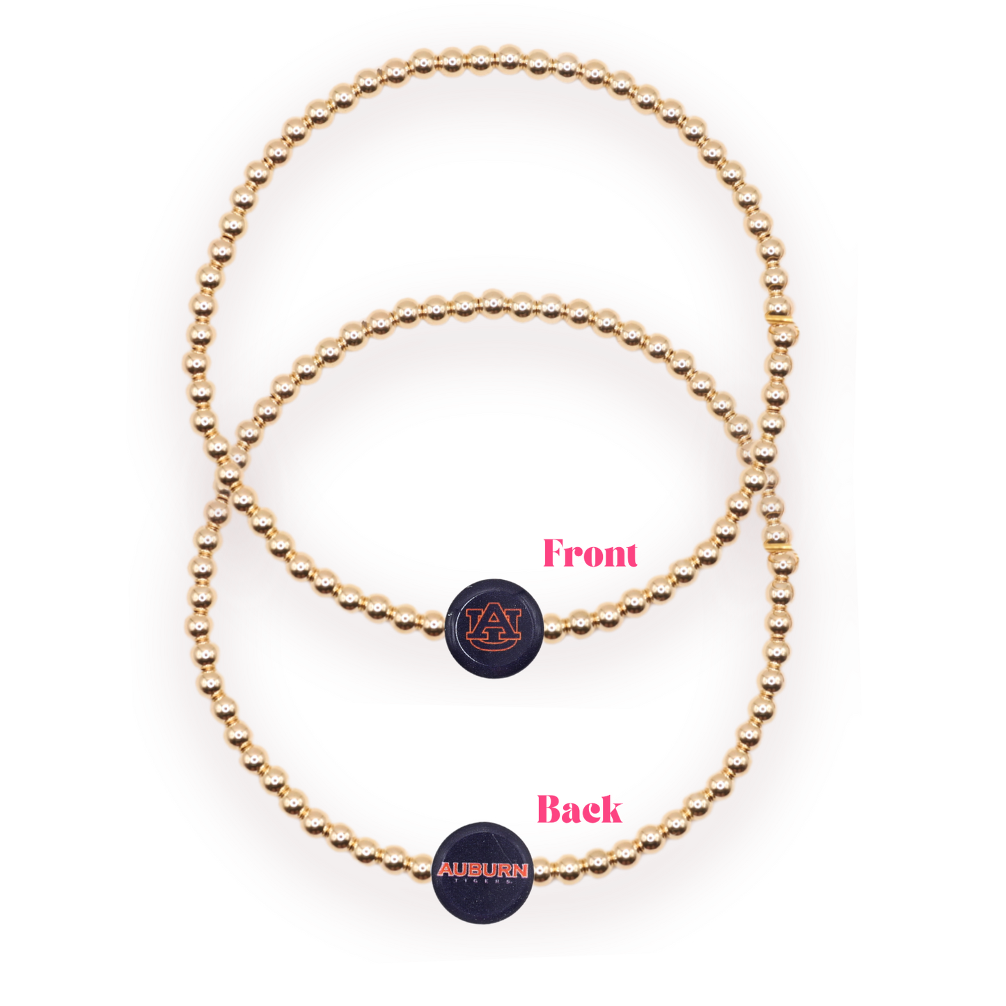 Beaded Blondes Auburn Logo Flip Bracelet on Gold-Standard