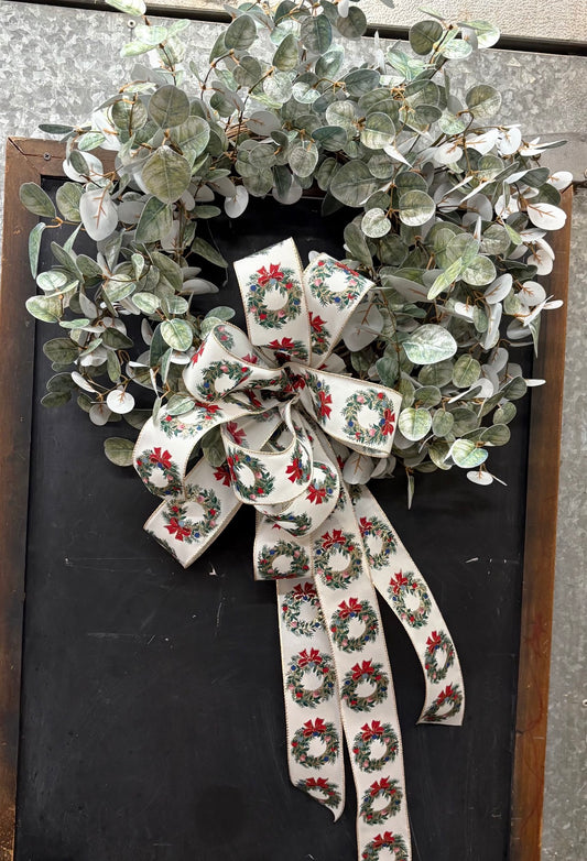 24” Shimmer Eucalyptus Wreath with Bow