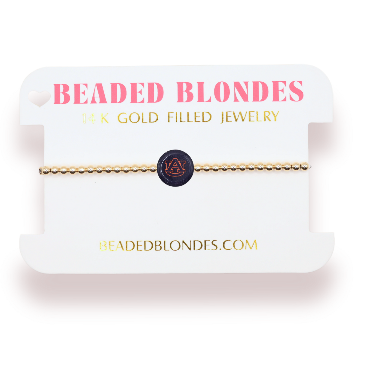 Beaded Blondes Auburn Logo Flip Bracelet on Gold-Standard