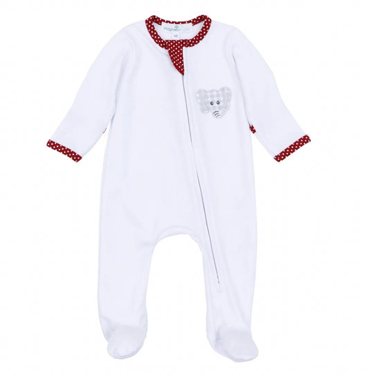 Magnolia Baby Crimson Cutie Applique Zip Footie-Crimson Boy