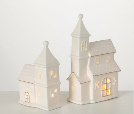 Sullivans Lighted
Porcelain Church - Set of 2, White