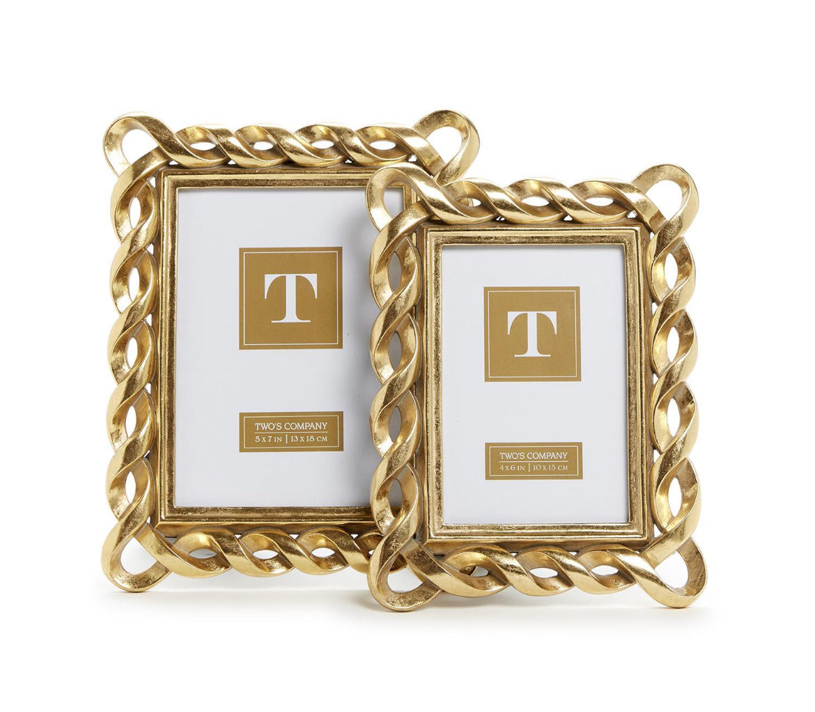 Two’s Company Gold Ribbon Photo Frame-5x7