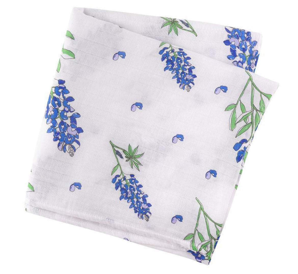 Little Hometown Bluebonnets Baby Muslin Swaddle Blanket