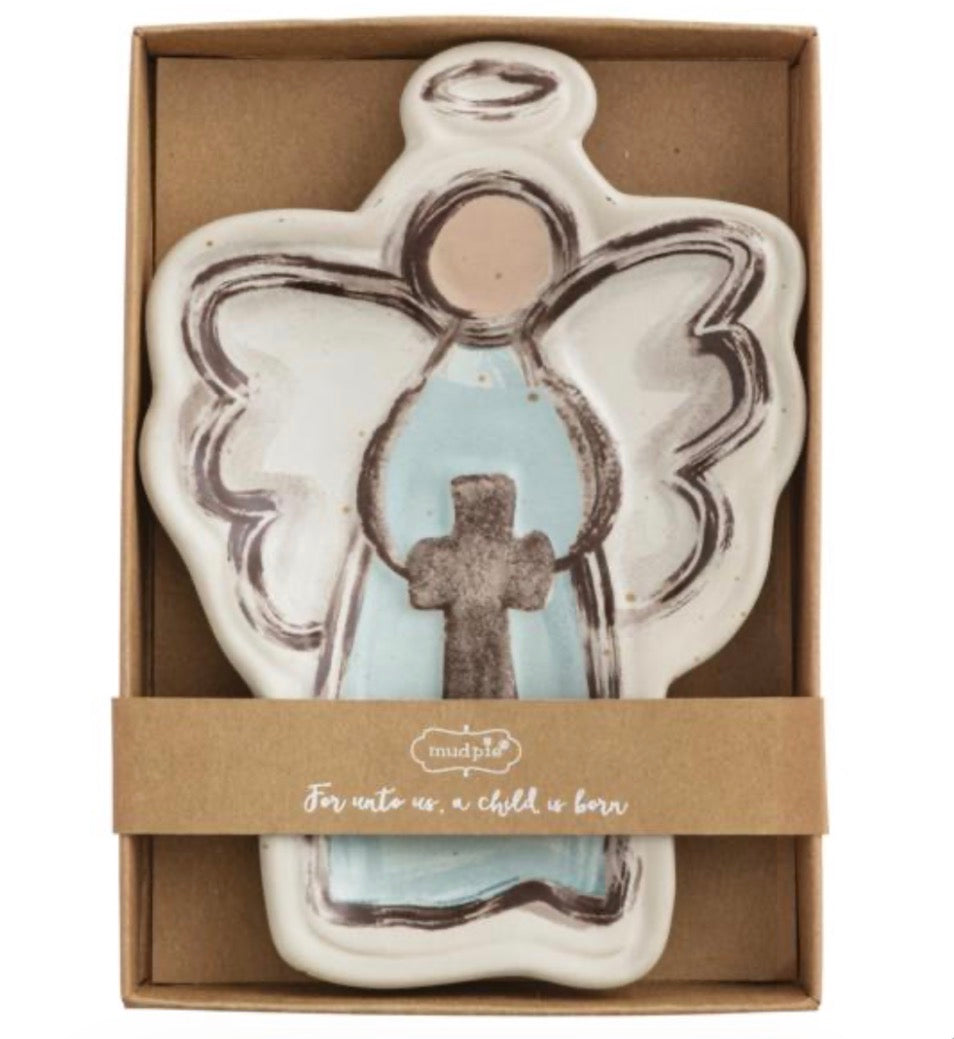 Mudpie Angel With Cross Tidbit Dish