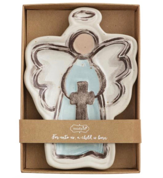 Mudpie Angel With Cross Tidbit Dish