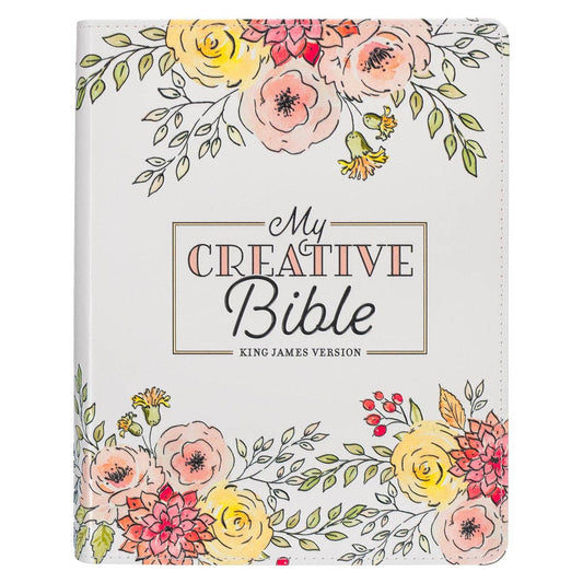 Christian Art Gifts KJV My Creative Bible-Faux Leather, White Floral Printed