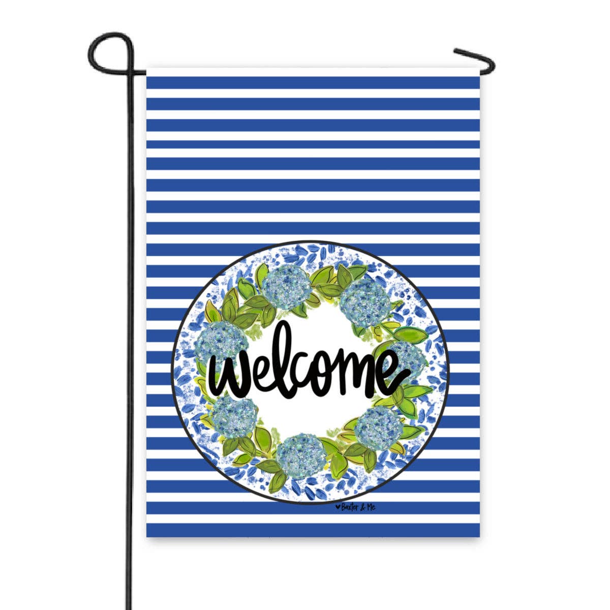 Baxter & Me Garden Flag-Hydrangeas Welcome Willow