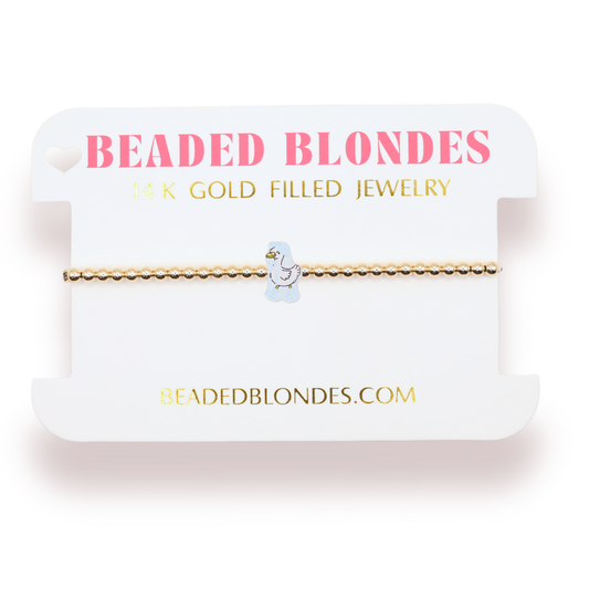 Beaded Blondes Blue Mama Goose Bracelet in Gold-Standard