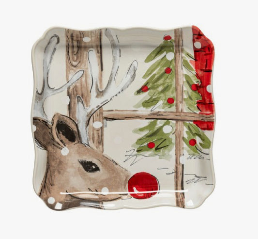 Casafina Deer Friends White Square Tray