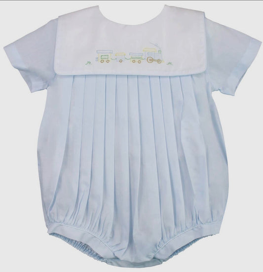 Petit Ami Romper with Train Embroidery