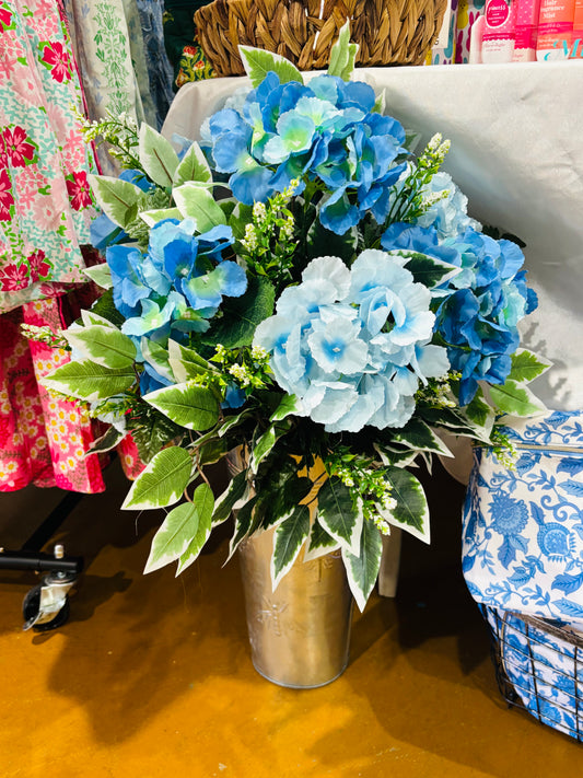 Blue Hydrangea Silk Memorial Insert