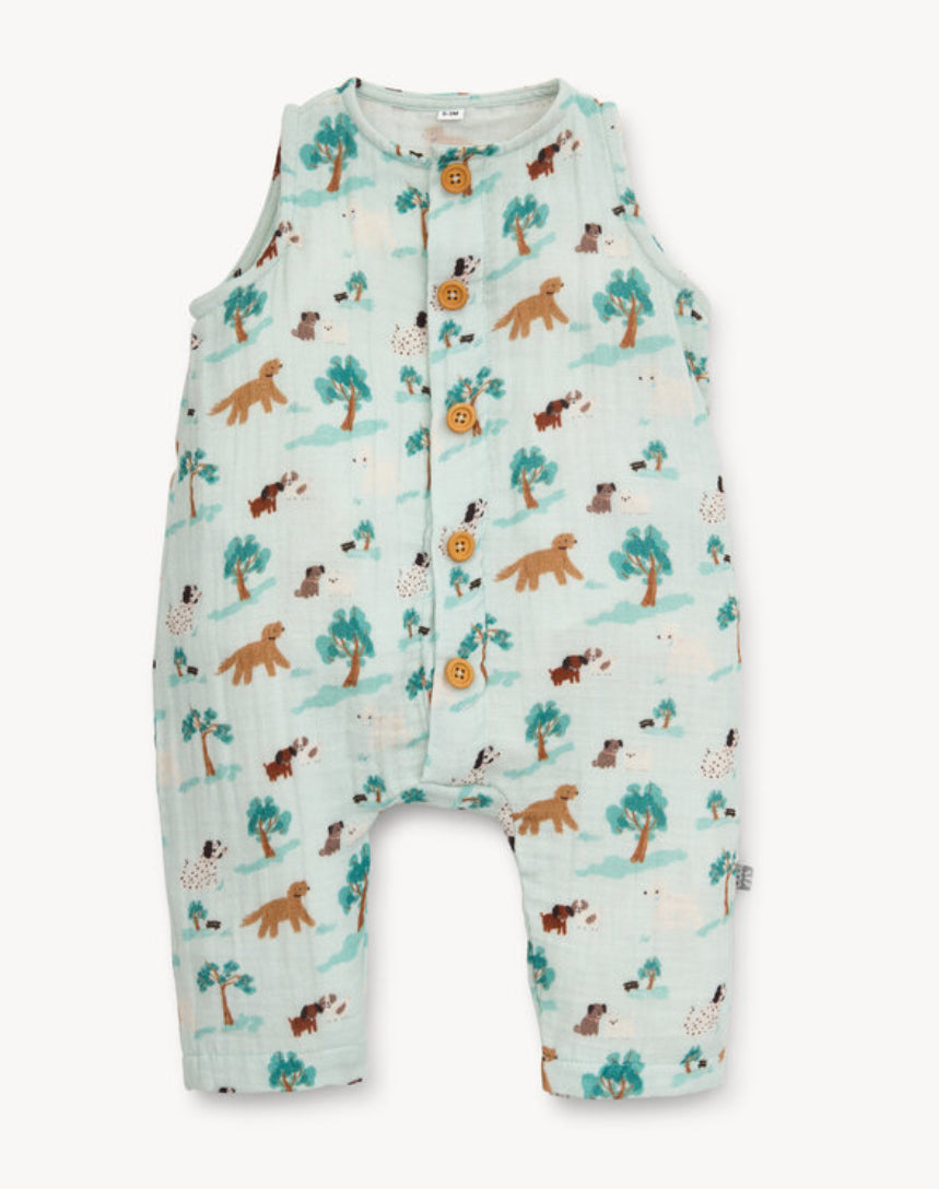 Magnetic Me Central Bark Cotton Gauze Magnetic Sleeveless Romper
