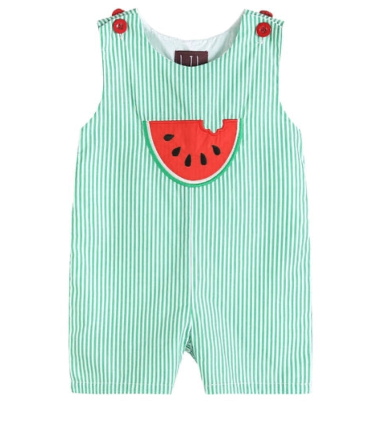 Lil Cactus Green Striped Watermelon Romper (6-12 months)