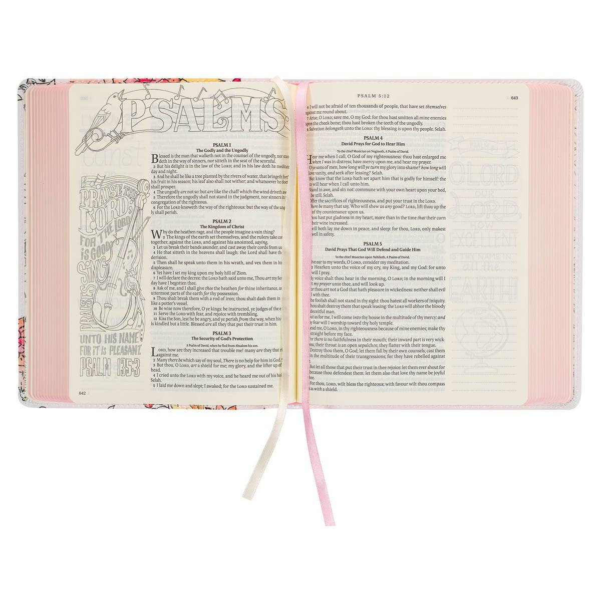 Christian Art Gifts KJV My Creative Bible-Faux Leather, White Floral Printed