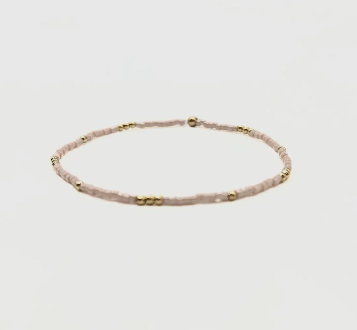 Erin Gray Newport Palest Pink + Gold Filled Waterproof Bracelet (2mm)