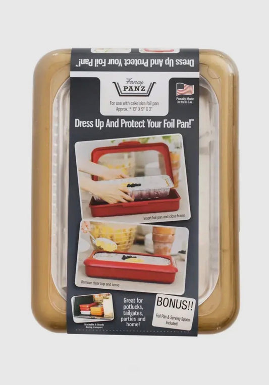 Fancy Panz Gold Cake Set with Lid and Serving Spoon (9x13)