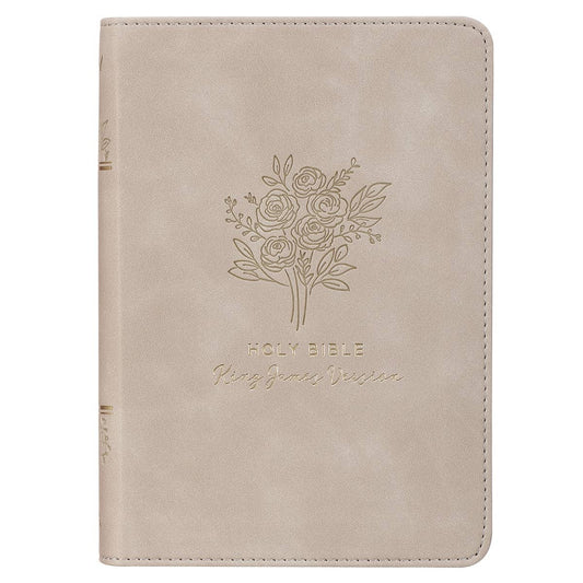 Christian Art Gifts KJV Bible Compact-Faux Leather, Taupe