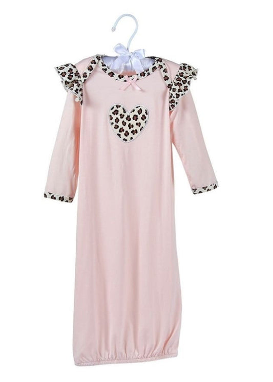 London Bridge Pink Leopard Heart Gown (Newborn)