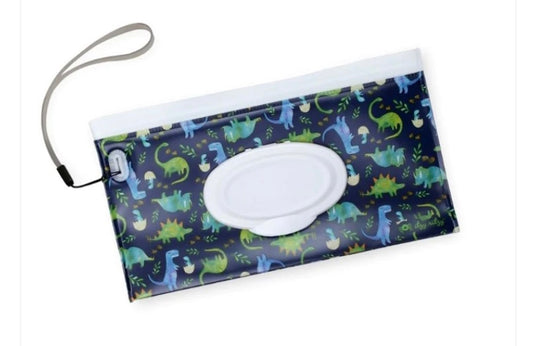 Itzy Ritzy Take & Travel Pouch Reusable Wipes Case-Raining Dinos