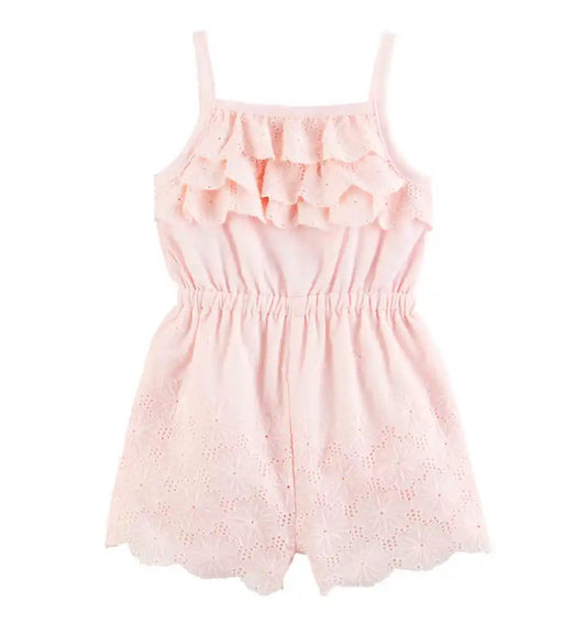 Mudpie Girls Pink Eyelet Romper (12-18 months)