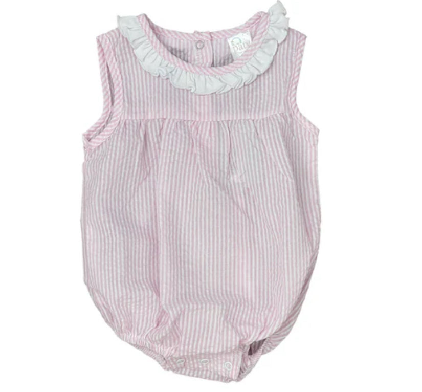 Paty Pink Seersucker Sleeveless Bubble w/ Ruffle