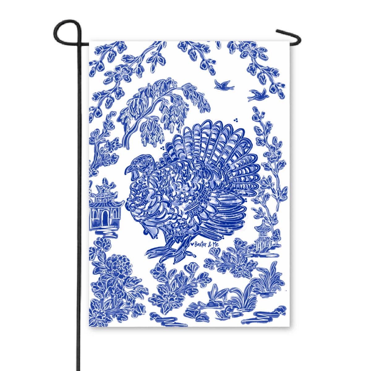 Baxter & Me Blue Willow Turkey Garden Flag