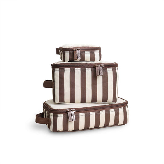Itzy Ritzy Pack Like A Boss Packing Cubes-Mocha Stripe