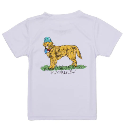 Properly Tied Boys Performance SS Tee-American Pup White