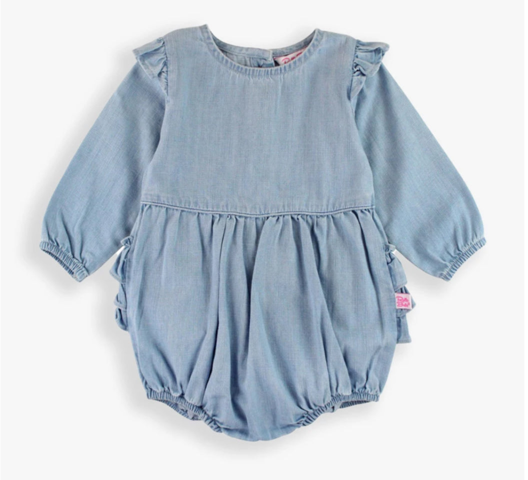 Rufflebutts Long Sleeve Flutter Bubble Romper (3-6 months)