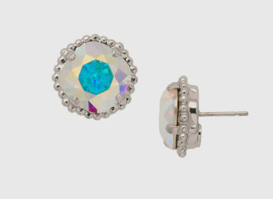 Sorrelli Cushion-Cut Solitaire Stud Earrings-Blue