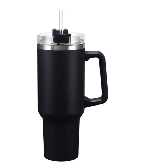 Mattox tumbler Cup with Straw-Black