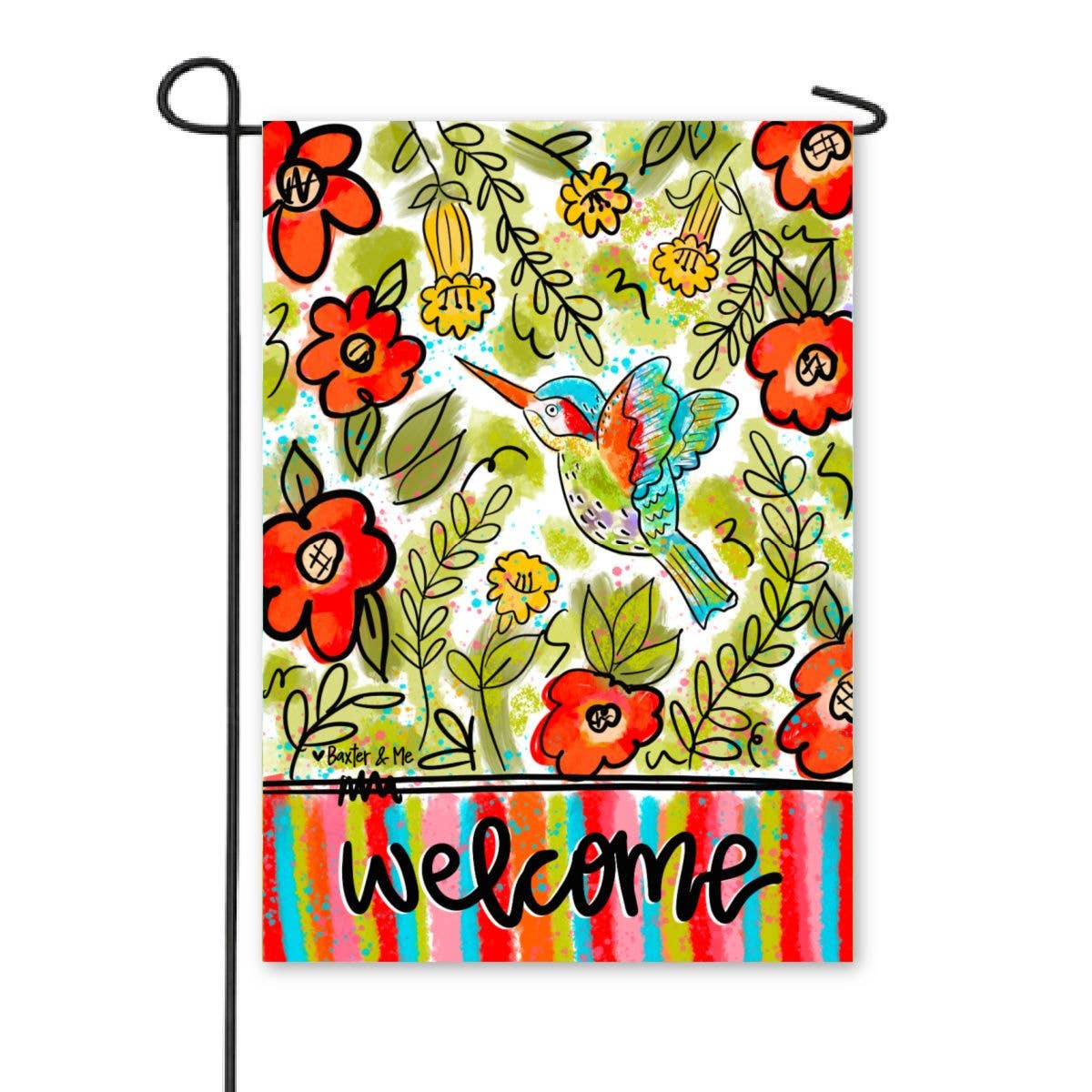 Baxter & Me Garden Flag-Hummingbird Floral
