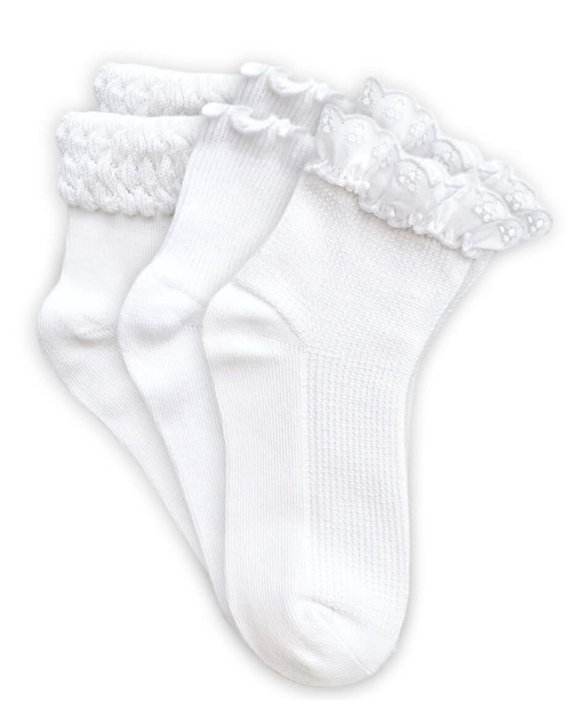 Jefferies Socks Smooth Toe Eyelet Lace/Ripple/Bubble Quarter Ankle Socks 3 Pair Pack