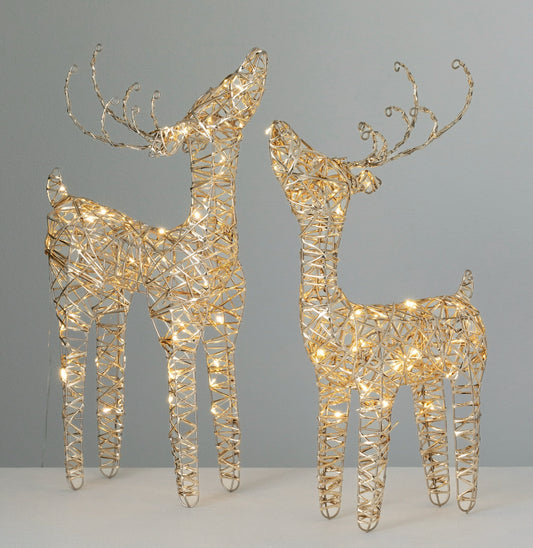 Sullivans Outdoor Lighted Reindeer - Set of 2, Gold