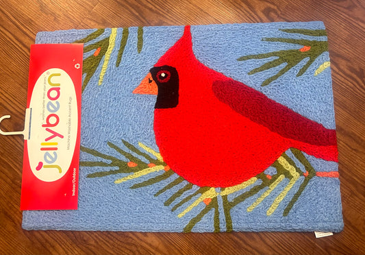 Jellybean Indoor/Outdoor Accent Rugs-Cardinal Perched on Pines
