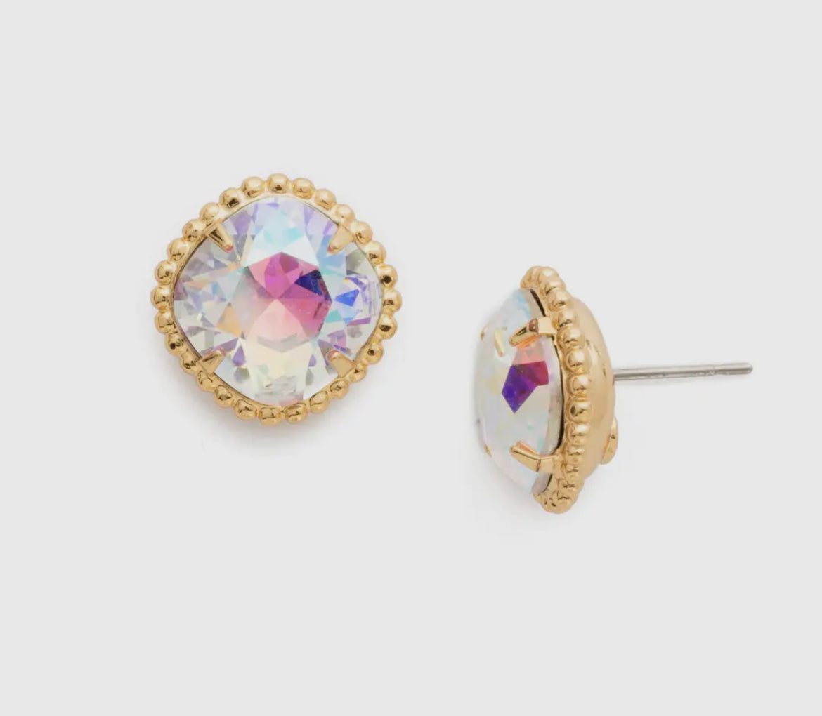 Sorrelli Cushion-Cut Solitaire Stud Earrings-Vibrant