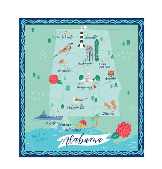 Mary Square Tea Towel-Alabama