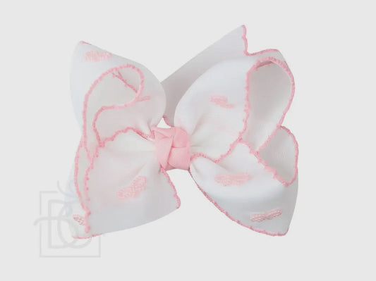 Beyond Creations Crochet Edge Bow with Pearl Embellished Bows-Large