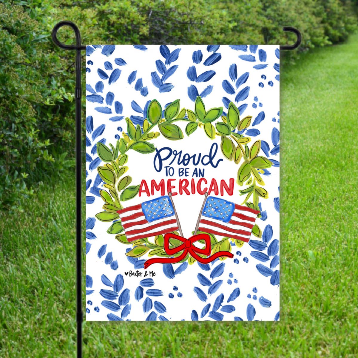 Baxter & Me Garden Flag-Proud to Be an American