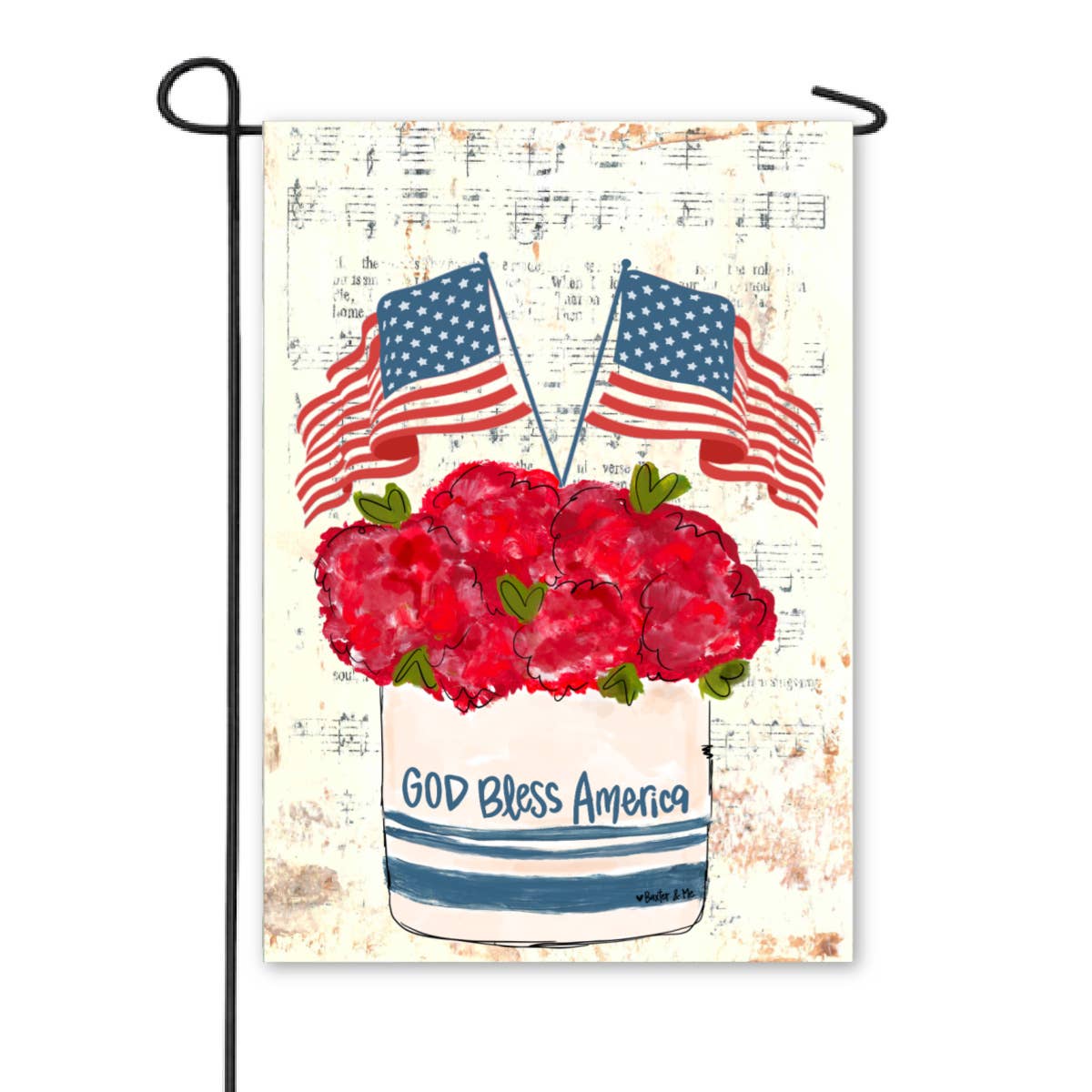 Baxter & Me Stoneware Garden Flag-God Bless America