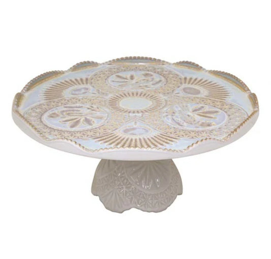 Costa Nova 12" Footed Plate-Cristal